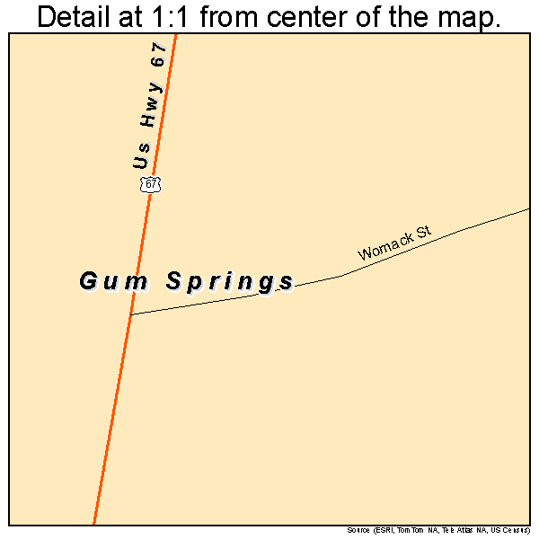 Gum Springs, Arkansas road map detail