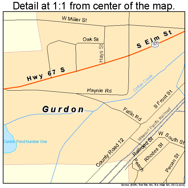 Gurdon, Arkansas road map detail