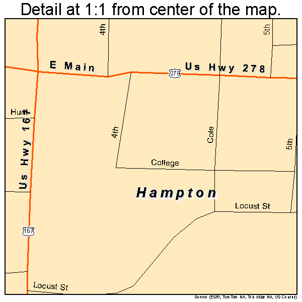 Hampton, Arkansas road map detail