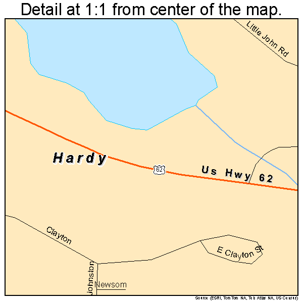 Hardy, Arkansas road map detail
