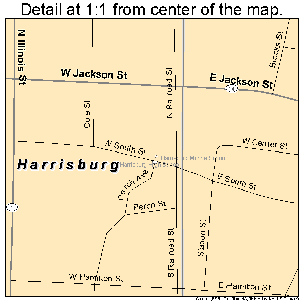 Harrisburg, Arkansas road map detail