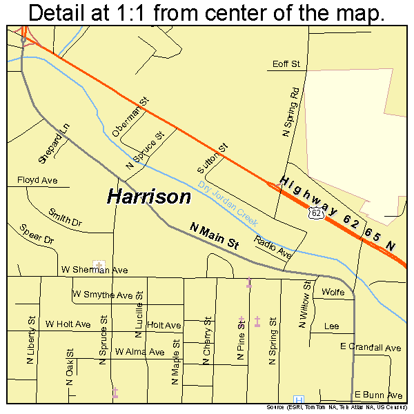 Harrison, Arkansas road map detail