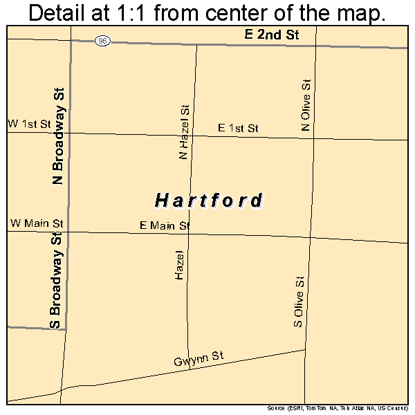 Hartford, Arkansas road map detail