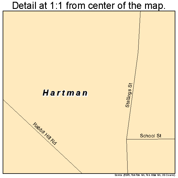 Hartman, Arkansas road map detail