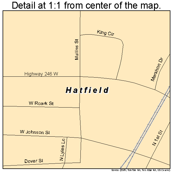 Hatfield, Arkansas road map detail