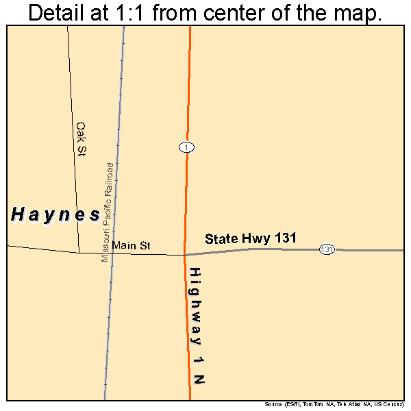 Haynes, Arkansas road map detail