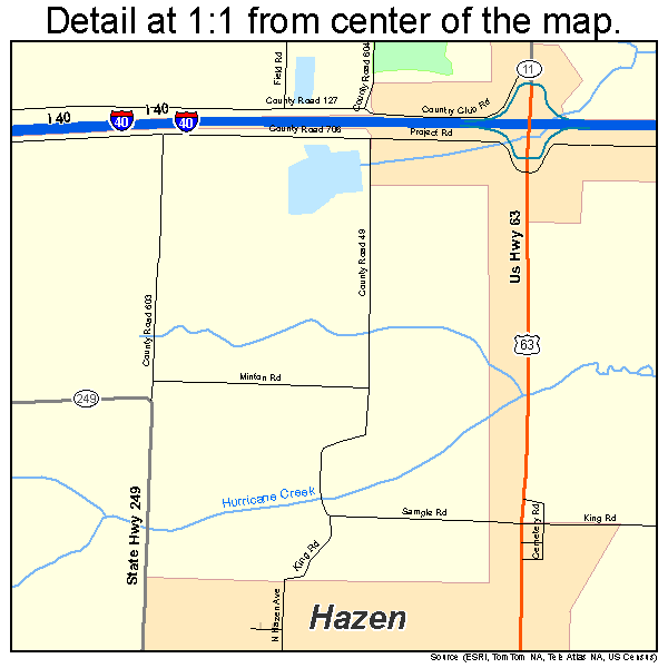 Hazen, Arkansas road map detail