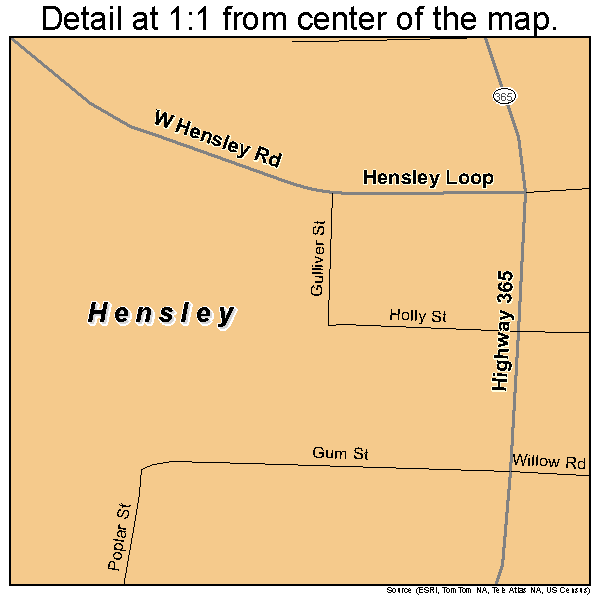 Hensley, Arkansas road map detail