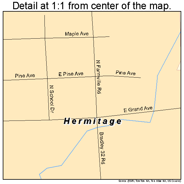 Hermitage, Arkansas road map detail