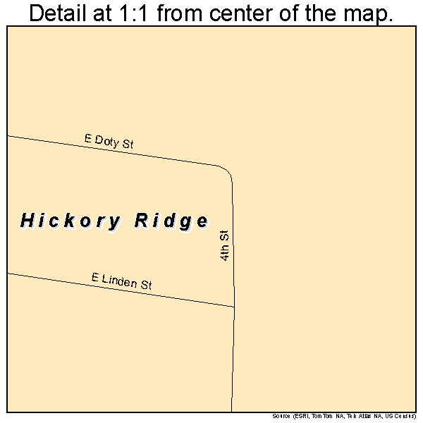Hickory Ridge, Arkansas road map detail