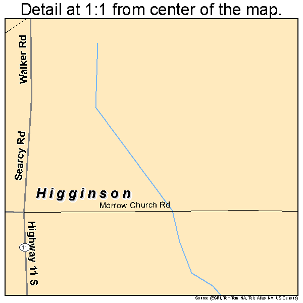 Higginson, Arkansas road map detail