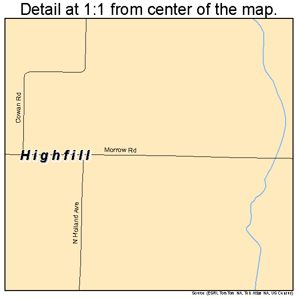 Highfill, Arkansas road map detail