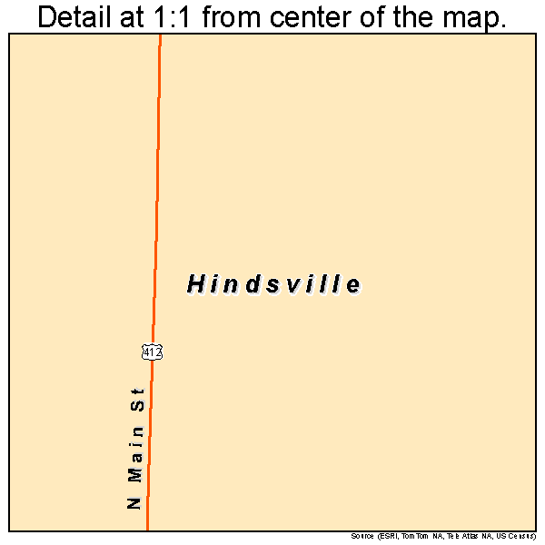 Hindsville, Arkansas road map detail