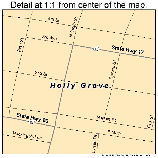 Holly Grove, Arkansas road map detail