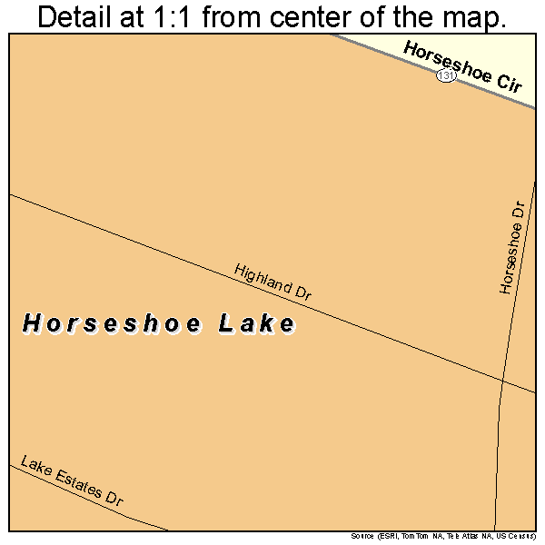 Horseshoe Lake, Arkansas road map detail