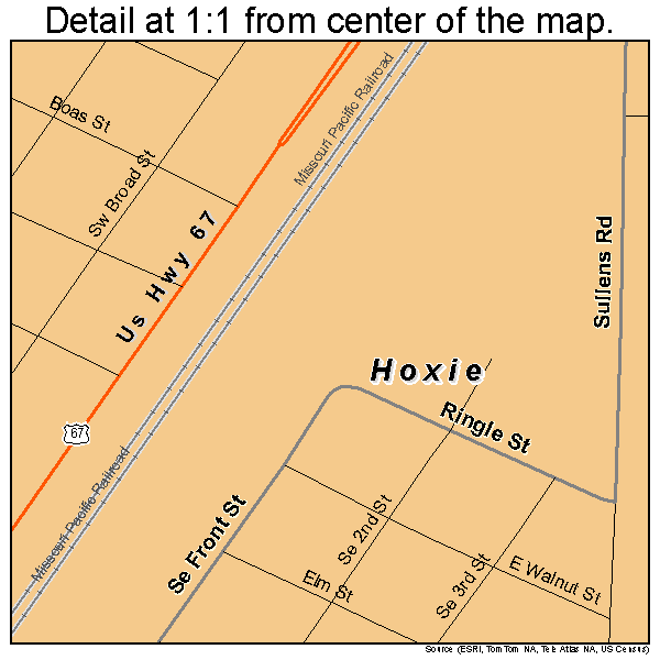 Hoxie, Arkansas road map detail