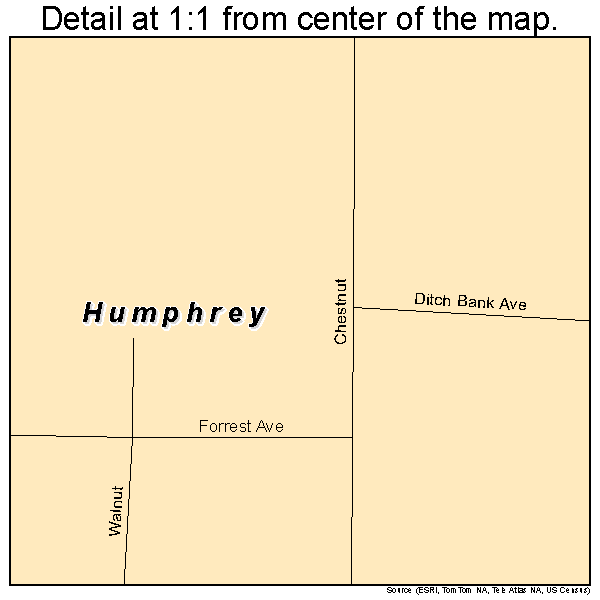 Humphrey, Arkansas road map detail