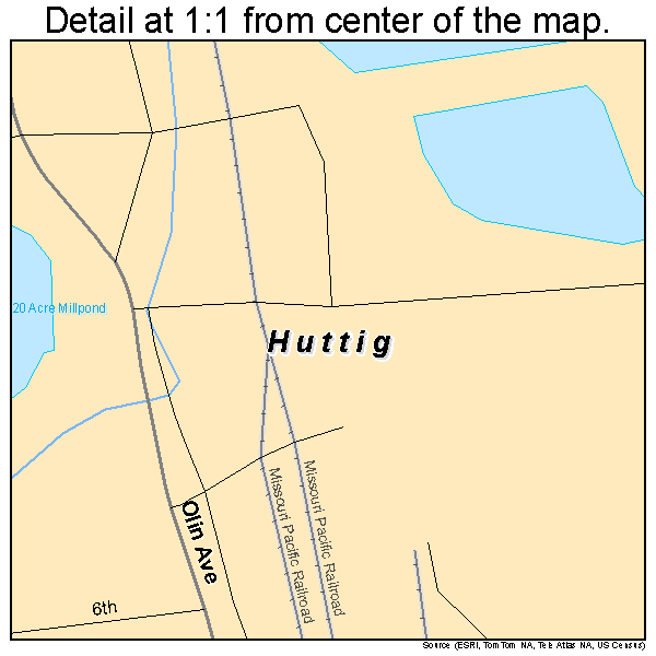 Huttig, Arkansas road map detail