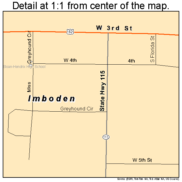 Imboden, Arkansas road map detail