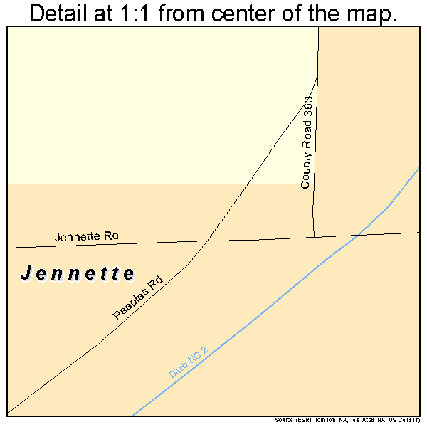 Jennette, Arkansas road map detail