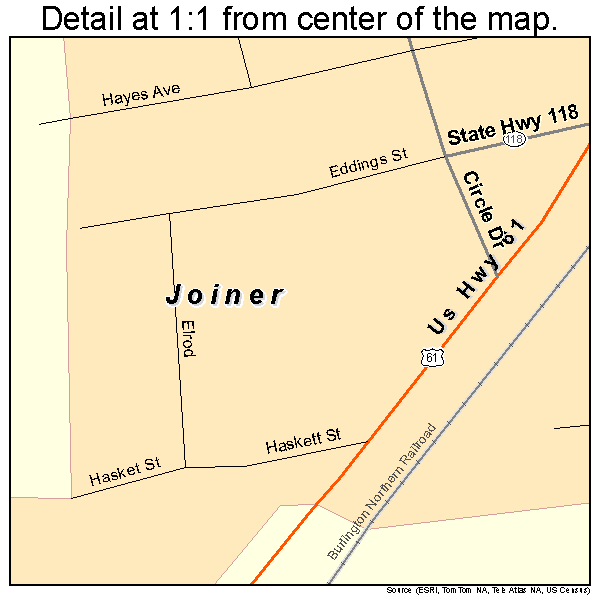 Joiner, Arkansas road map detail