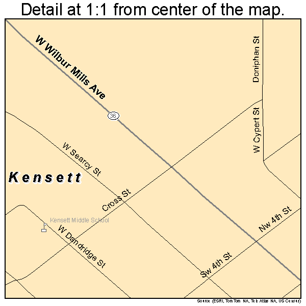 Kensett, Arkansas road map detail