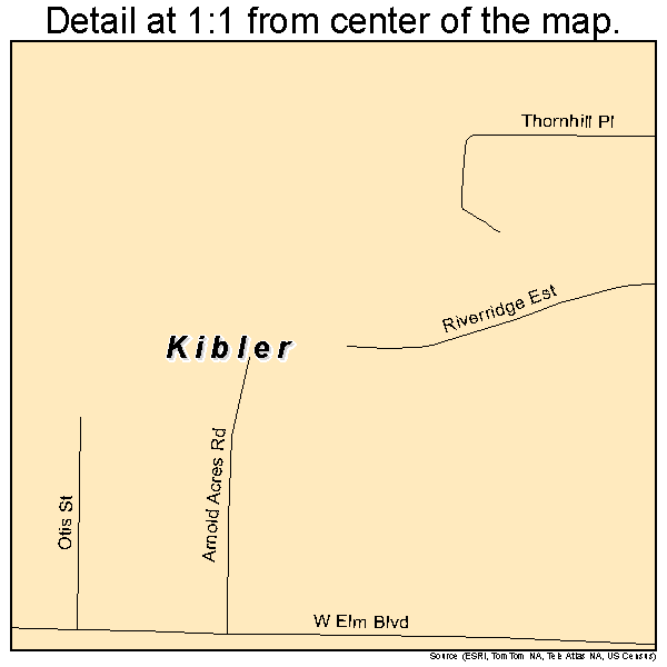 Kibler, Arkansas road map detail
