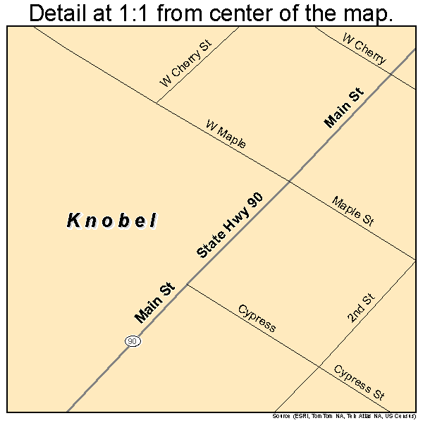Knobel, Arkansas road map detail