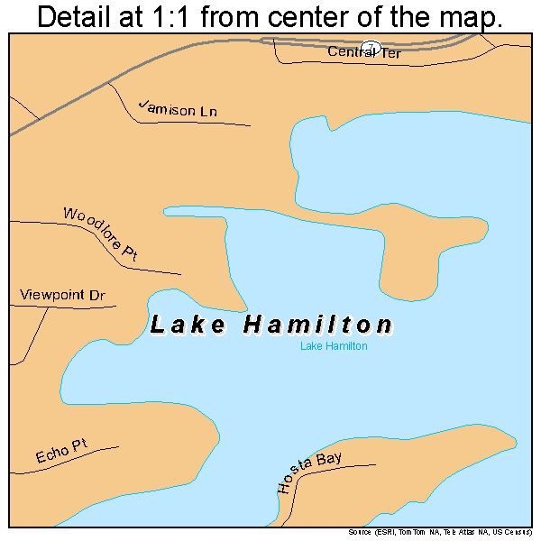 Lake Hamilton, Arkansas road map detail