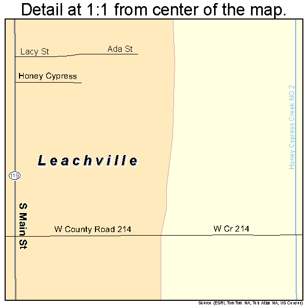 Leachville, Arkansas road map detail