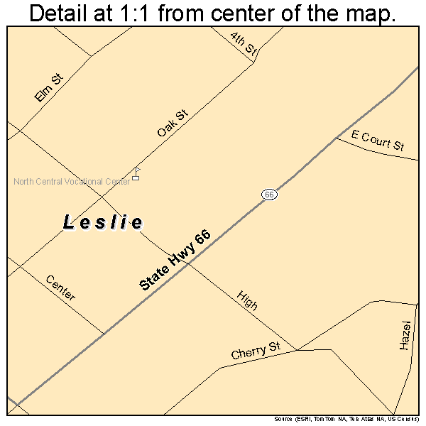 Leslie, Arkansas road map detail