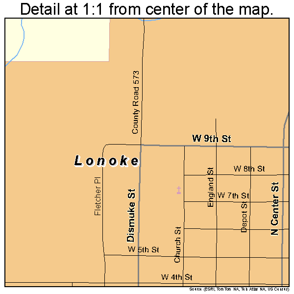 Lonoke, Arkansas road map detail