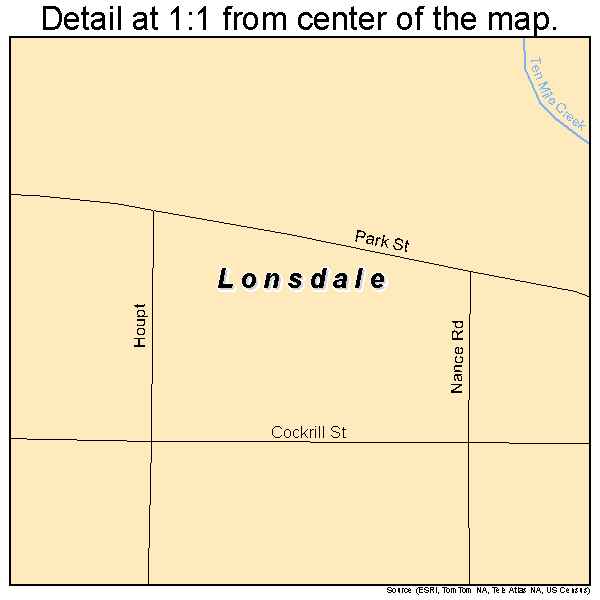 Lonsdale, Arkansas road map detail