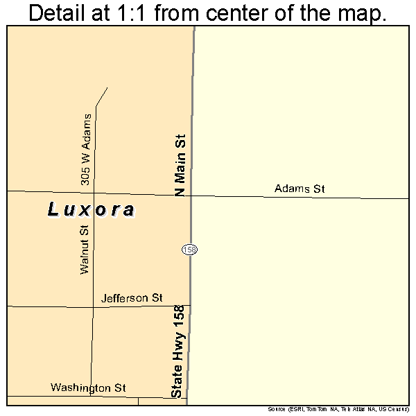 Luxora, Arkansas road map detail