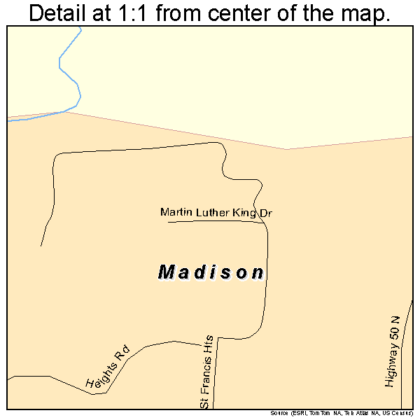Madison, Arkansas road map detail