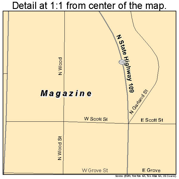 Magazine, Arkansas road map detail