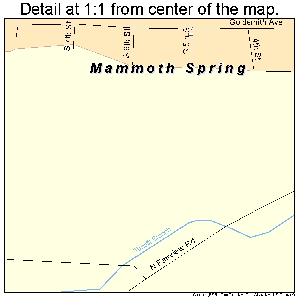Mammoth Spring, Arkansas road map detail