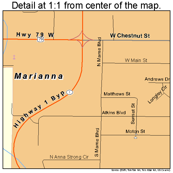 Marianna, Arkansas road map detail