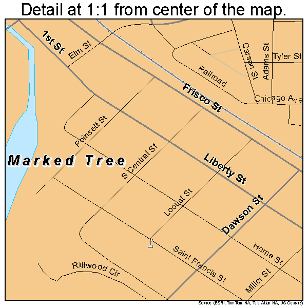 Marked Tree, Arkansas road map detail
