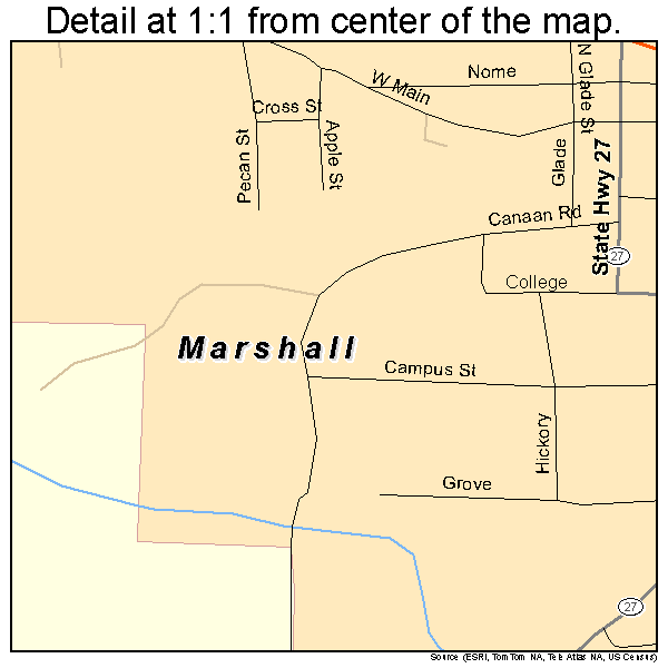 Marshall, Arkansas road map detail