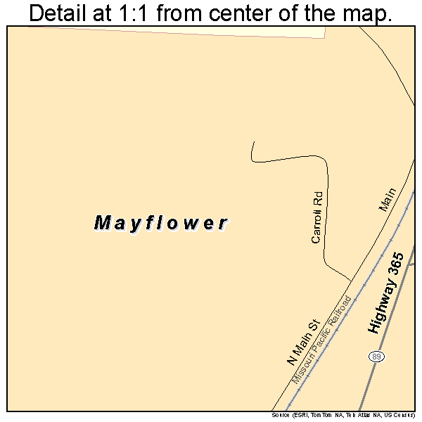 Mayflower, Arkansas road map detail