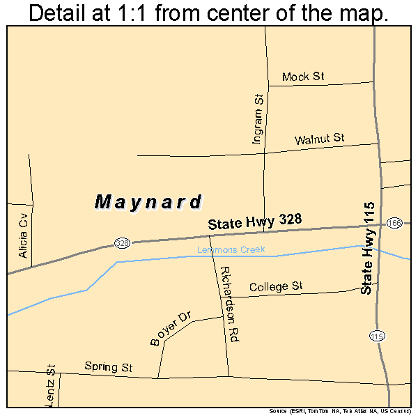 Maynard, Arkansas road map detail