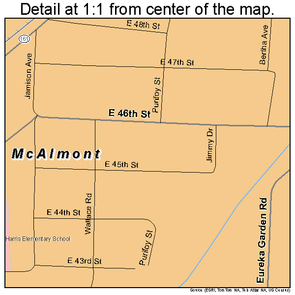 McAlmont, Arkansas road map detail