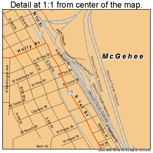 McGehee, Arkansas road map detail