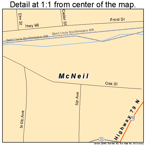 McNeil, Arkansas road map detail