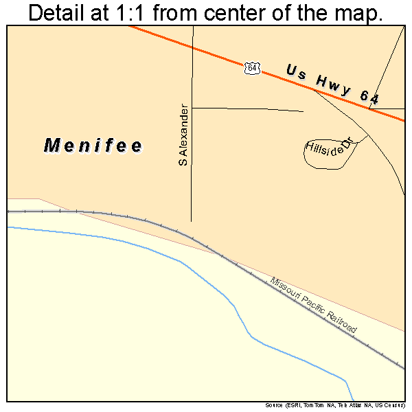 Menifee, Arkansas road map detail