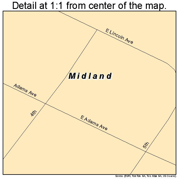 Midland, Arkansas road map detail