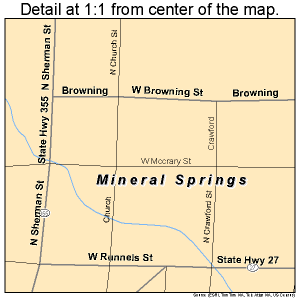 Mineral Springs, Arkansas road map detail