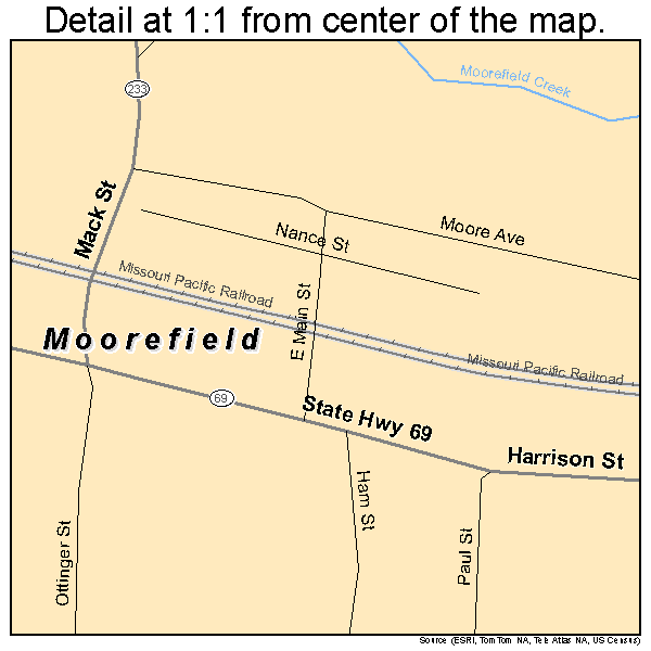 Moorefield, Arkansas road map detail