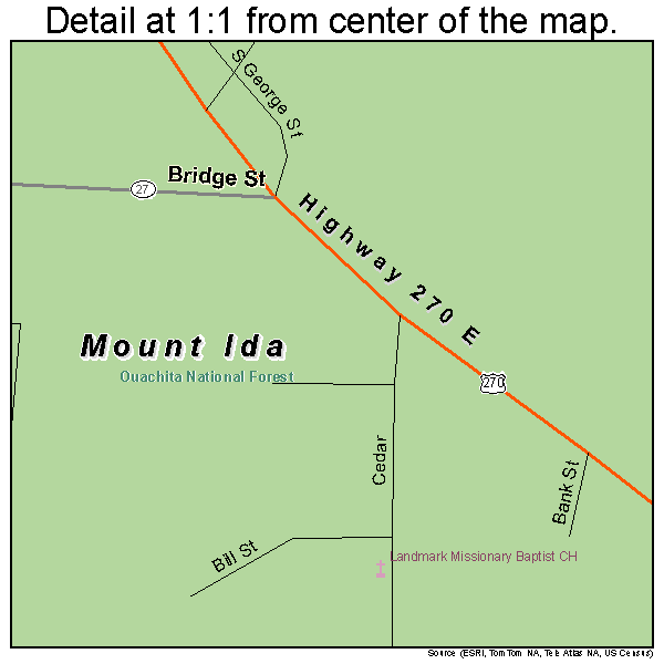 Mount Ida, Arkansas road map detail